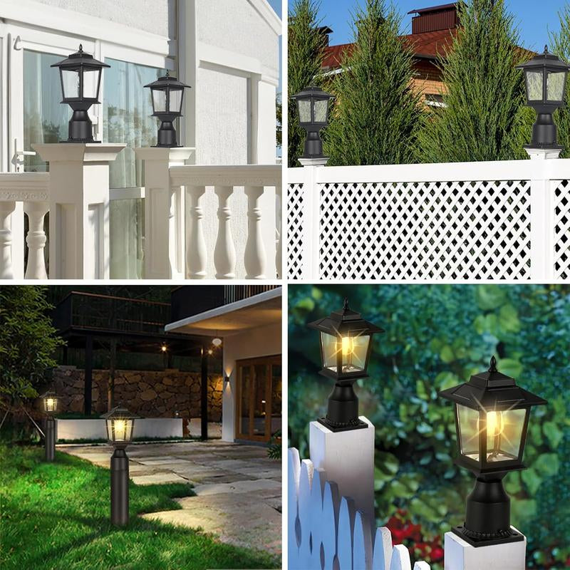 Eco-Π 4/2Packs Solar Post Cap Lights, Solar Lights Outdoor with Glass Shade, Modern Design, Energy Saving, for Deck Fence Patio Post Decor