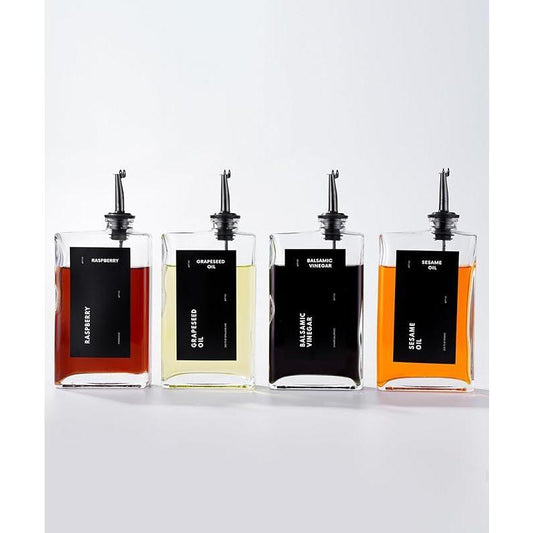 APT 1101 Olive Oil Dispenser for Kitchen, Cooking Oil and Vinegar Dispenser Set, Olive Oil Bottle, Soy Sauce Dispenser, Coffee Syrup Bottles with Stainless Steel Pourers - 4 Pcs, Gold