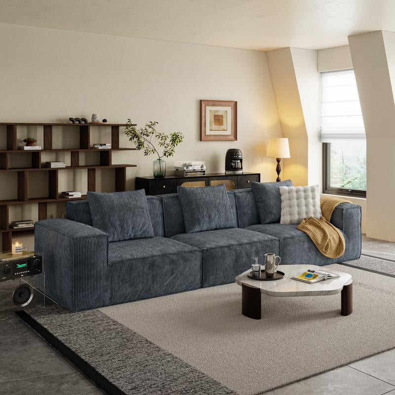 【Multi-Parcel Delivery】Dipu-Home. 118-Inch Modular Sofa Can Be Converted into an Oversized Sofa Bed - Free Conversion Sofa Set Flexible Configuration, Soft Corduroy Cloud Velvet Fabric, High-Density Rebound Sponge, No Assembly Required, 4-Seater