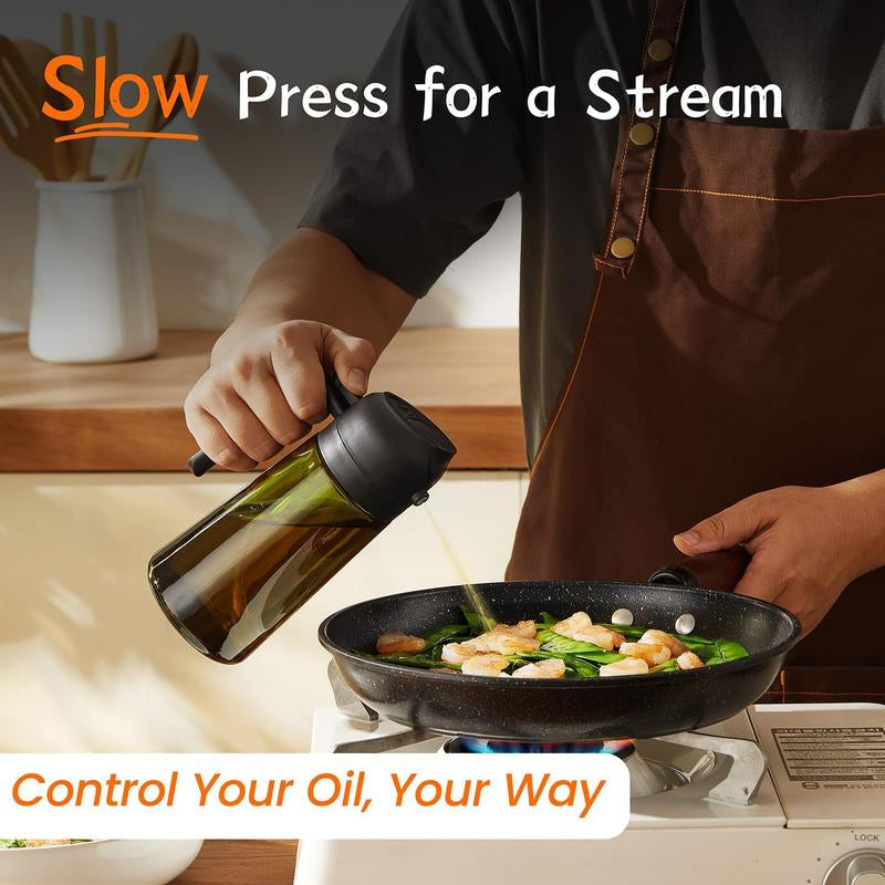 16Oz/470Ml Olive Oil Dispenser Bottle for Kitchen Gadgets and Air Fryer Accessories - Olive Oil Sprayer for Cooking W(Light Blockage) - Black Utensils