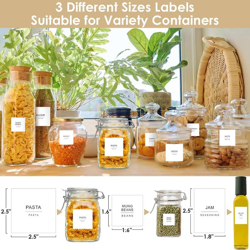 434 Count Kitchen Pantry Labels for Containers with DIY Blank Labels,3 Sizes Preprinted Minimalist Pantry Kitchen Labels, Pantry Kitchen Organization Labels for Jar, Bottles,Boxes