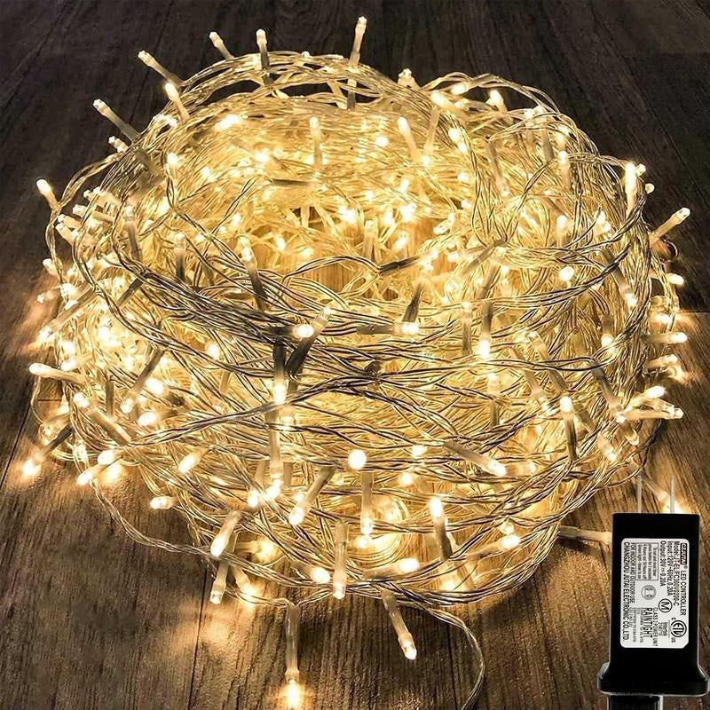 Warm White LED String Light, Waterproof LED String Light with 8 Modes, Decorative Light for Bedroom Classroom Wedding Garden Patio Yard