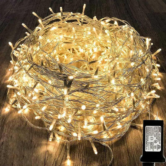 Warm White LED String Light, Waterproof LED String Light with 8 Modes, Decorative Light for Bedroom Classroom Wedding Garden Patio Yard
